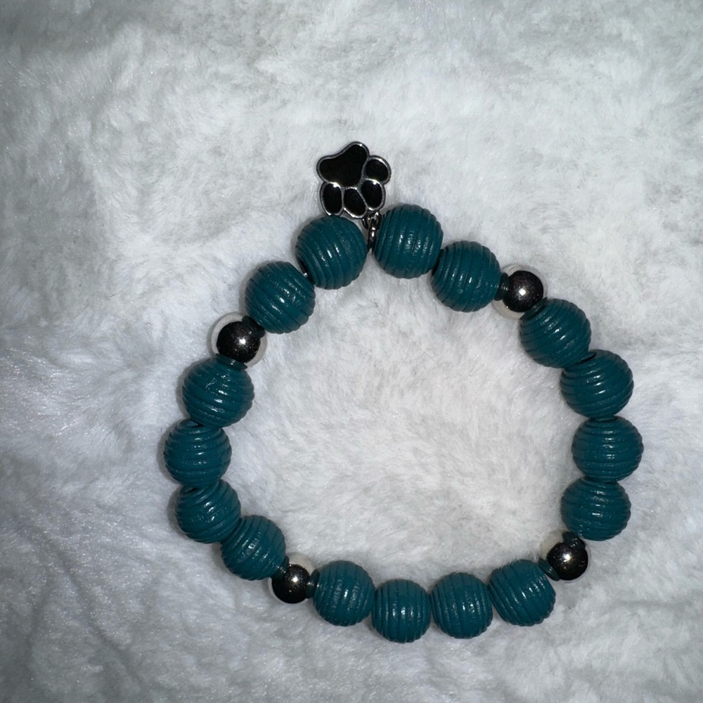 Teal/puppy paw bracelet